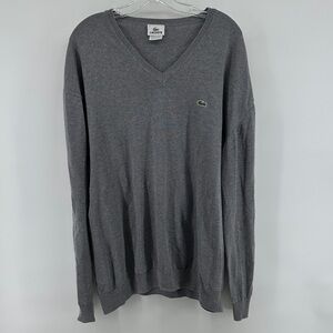 Lacoste Men's Charcoal V-Neck Sweater Men’s sz 4XL